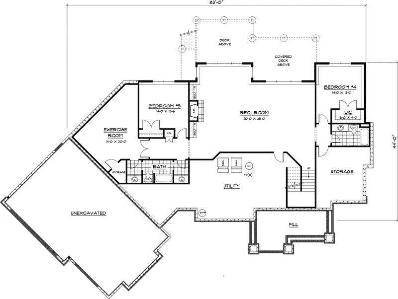 Country House Plan Lower Level Floor - Donnell Spring Craftsman Home 091D-0473 - Search House Plans and More