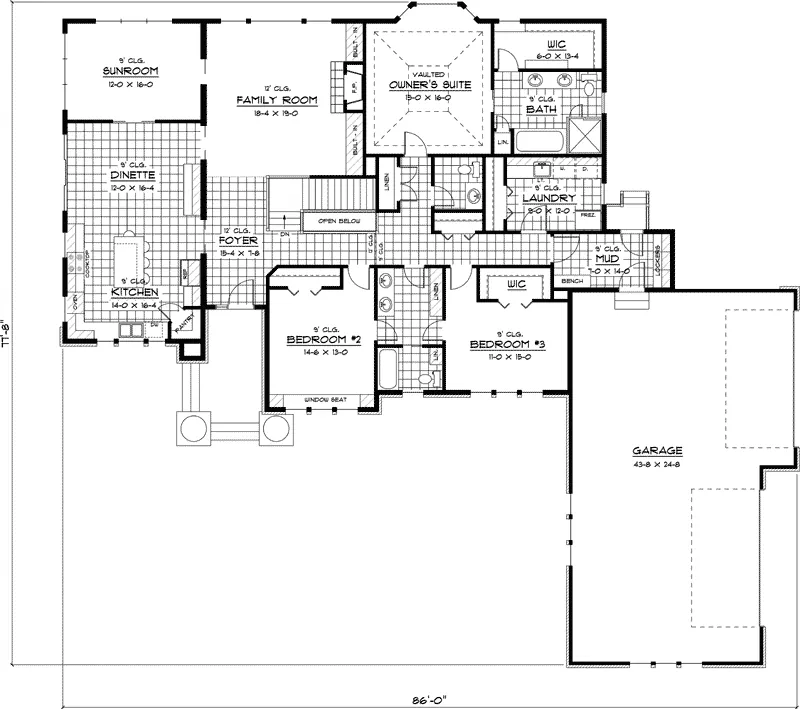 Sunbelt House Plan First Floor - Doyle Prairie Style Home 091D-0474 - Search House Plans and More