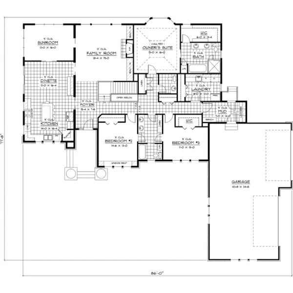 Ranch House Plan First Floor - Doyle Prairie Style Home 091D-0474 - Search House Plans and More