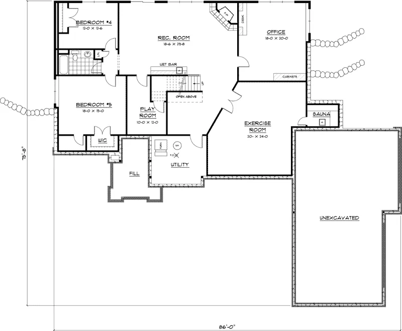 Sunbelt House Plan Lower Level Floor - Doyle Prairie Style Home 091D-0474 - Search House Plans and More