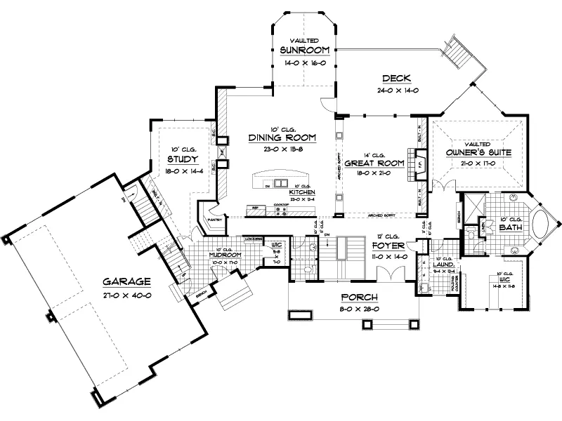 Arts & Crafts House Plan First Floor - Paloma Luxury Home 091D-0476 - Shop House Plans and More