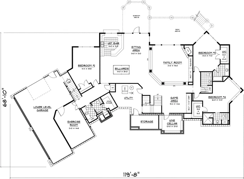 Craftsman House Plan Lower Level Floor - Paloma Luxury Home 091D-0476 - Shop House Plans and More