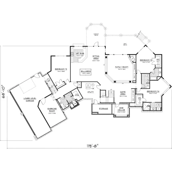 Tudor House Plan Lower Level Floor - Paloma Luxury Home 091D-0476 - Shop House Plans and More