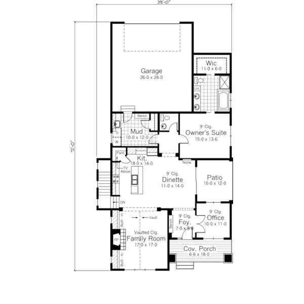 Traditional House Plan First Floor - Laramie Grove Bungalow Home 091D-0478 - Shop House Plans and More