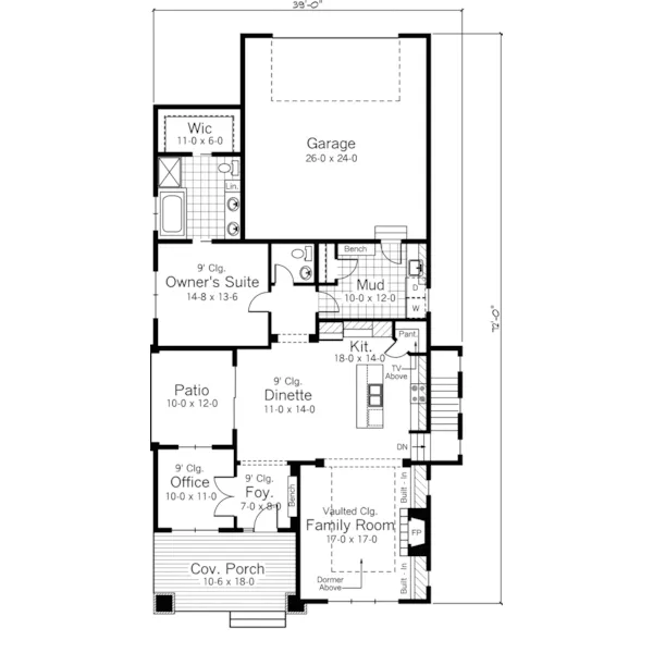 Country House Plan First Floor - Bellewood Arts And Crafts Home 091D-0479 - Search House Plans and More