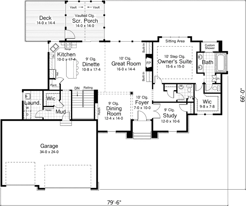 Ranch House Plan First Floor - Sundance Craftsman Home 091D-0482 - Shop House Plans and More