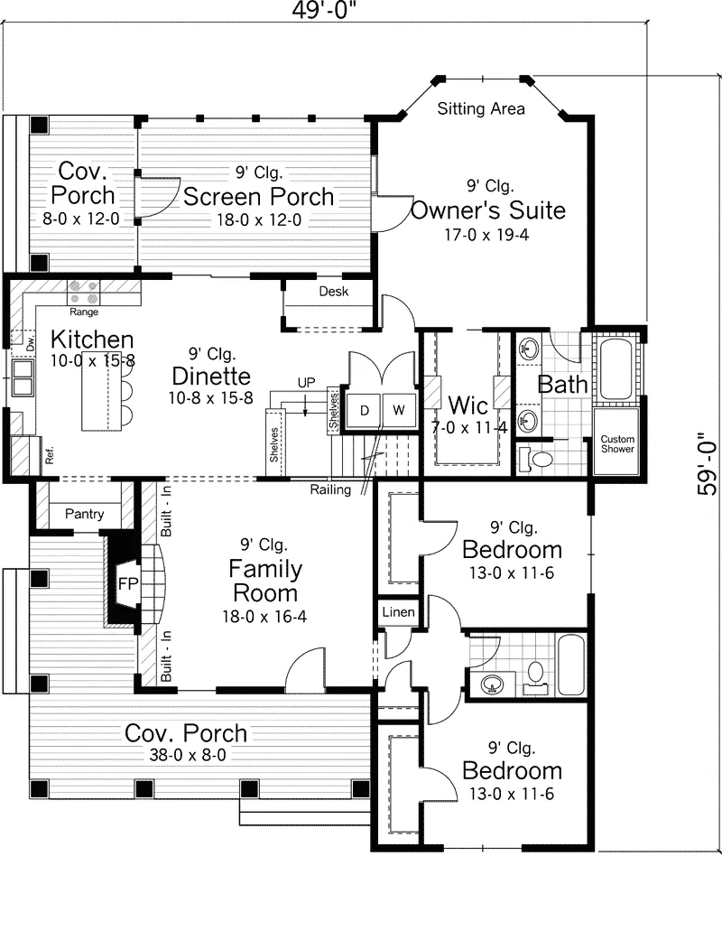 Southern House Plan First Floor - Greenstone Southern Home 091D-0483 - Search House Plans and More
