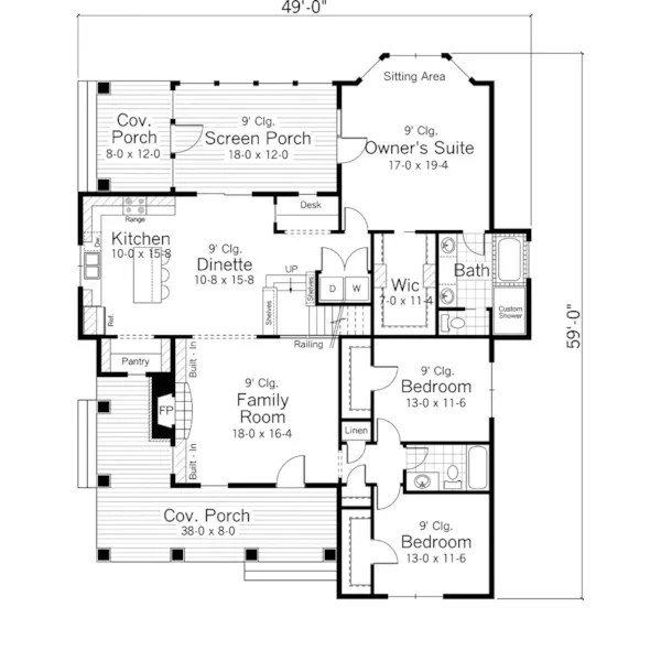 Southern House Plan First Floor - Greenstone Southern Home 091D-0483 - Search House Plans and More