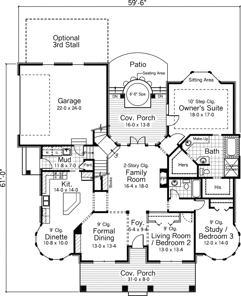 Traditional House Plan First Floor - Favazza Southern Country Home 091D-0486 - Search House Plans and More