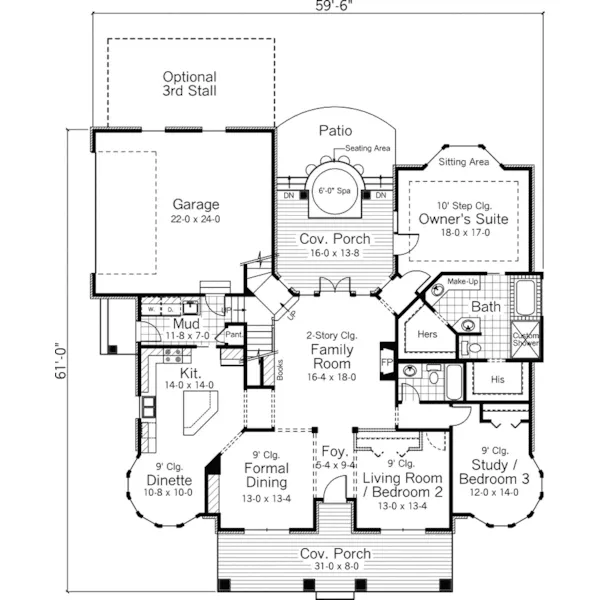 Country House Plan First Floor - Favazza Southern Country Home 091D-0486 - Search House Plans and More