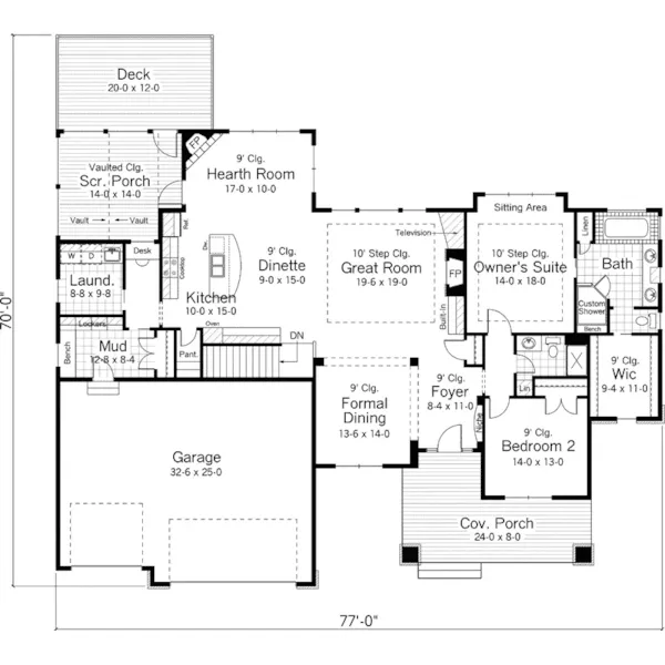 Arts & Crafts House Plan First Floor - Lanham Country Craftsman Home 091D-0489 - Shop House Plans and More