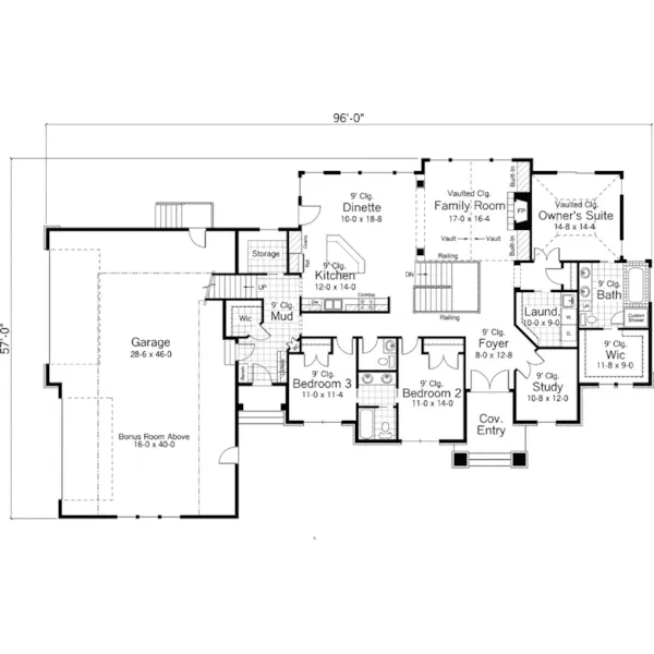 Arts & Crafts House Plan First Floor - Wallen Creek Tudor Home 091D-0490 - Shop House Plans and More