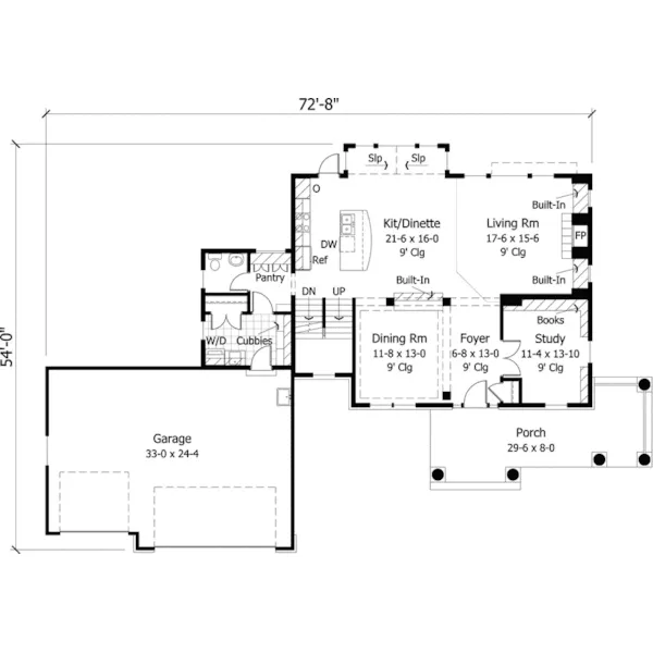 Colonial House Plan First Floor - Begonia Arts And Crafts Home 091D-0492 - Search House Plans and More