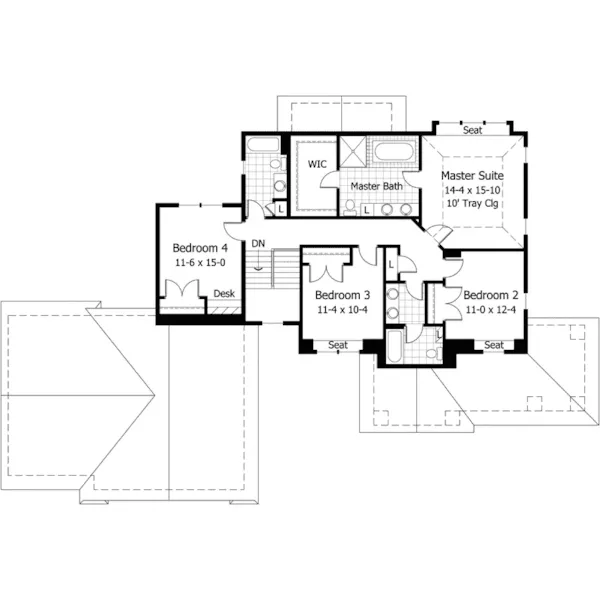 Colonial House Plan Second Floor - Begonia Arts And Crafts Home 091D-0492 - Search House Plans and More