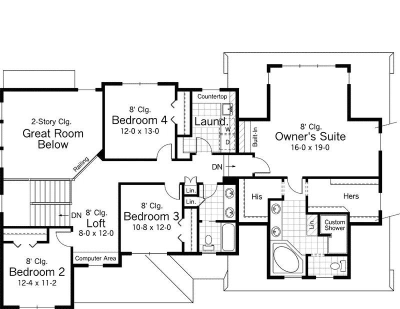 Country House Plan Second Floor - Ervin Manor Craftsman Home 091D-0496 - Search House Plans and More