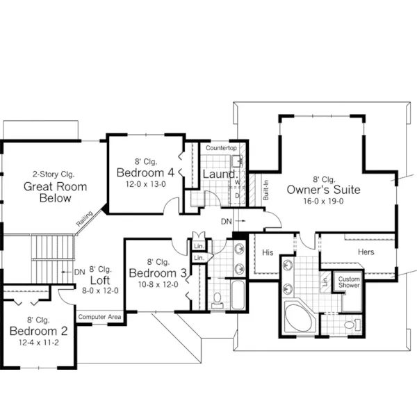 Shingle House Plan Second Floor - Ervin Manor Craftsman Home 091D-0496 - Search House Plans and More