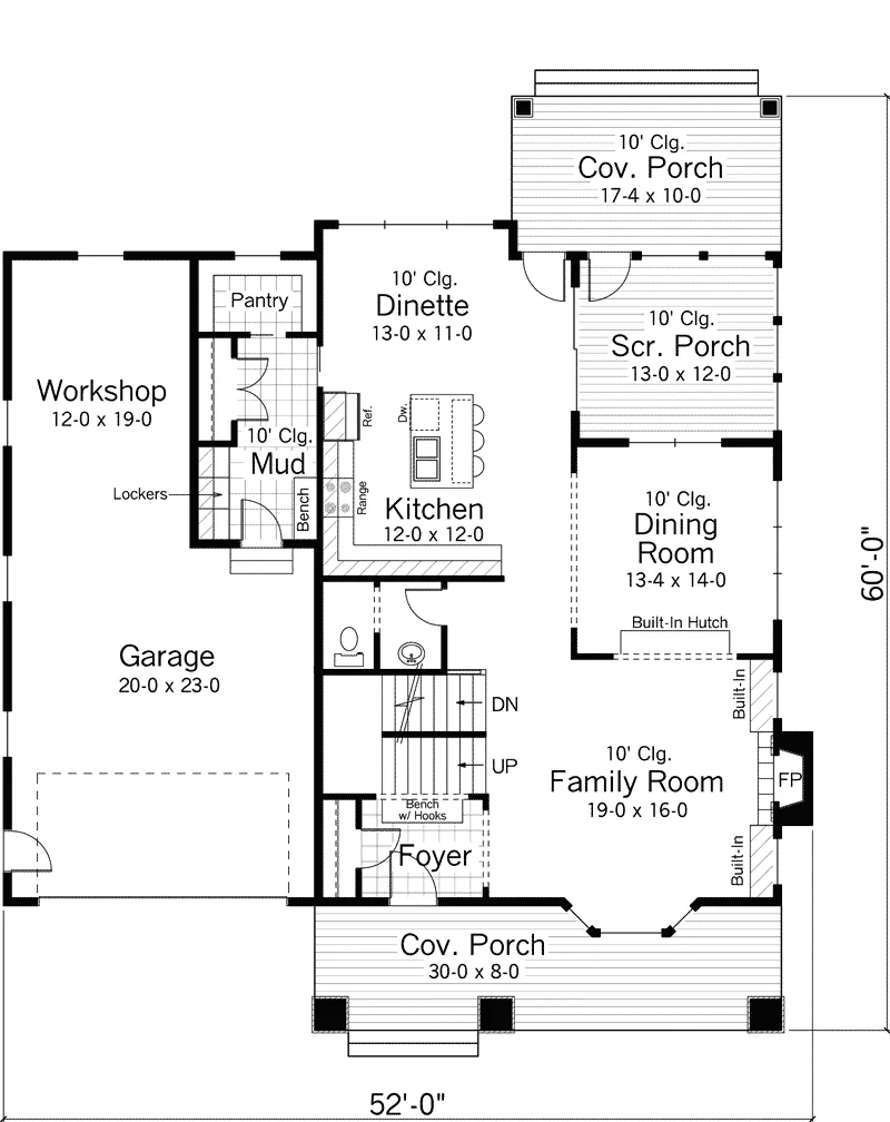 Craftsman House Plan First Floor - Bavarian Country Bungalow Home 091D-0499 - Search House Plans and More