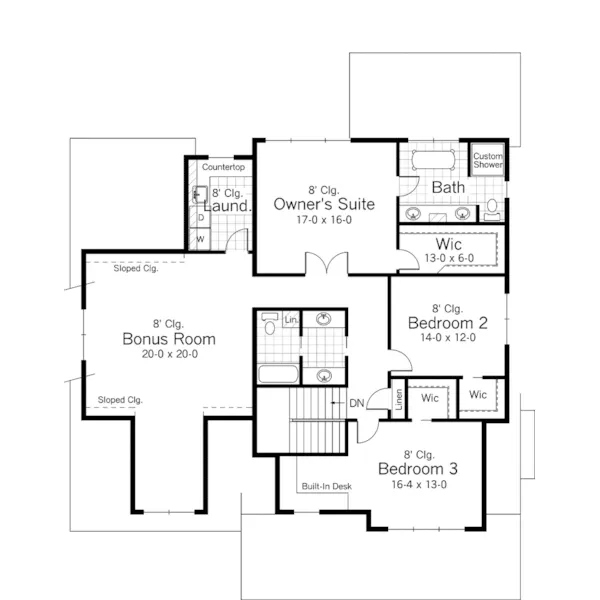 Tudor House Plan Second Floor - Bavarian Country Bungalow Home 091D-0499 - Search House Plans and More