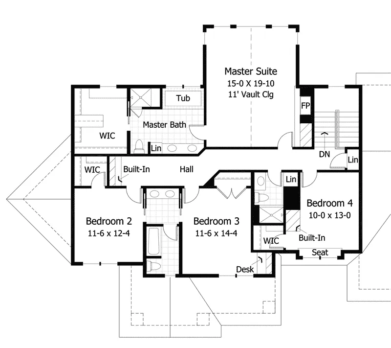 Arts & Crafts House Plan Second Floor - La Crosse Craftsman Home 091D-0501 - Shop House Plans and More