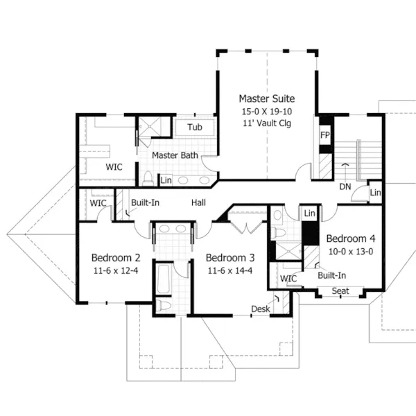 Luxury House Plan Second Floor - La Crosse Craftsman Home 091D-0501 - Shop House Plans and More