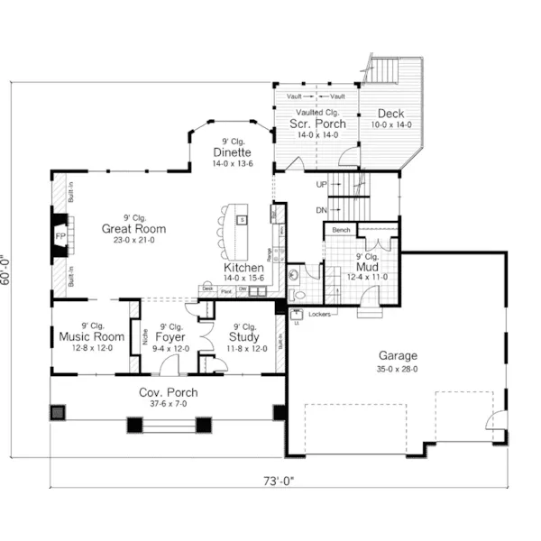 Arts & Crafts House Plan First Floor - Proctor Creek Shingle Home 091D-0502 - Shop House Plans and More