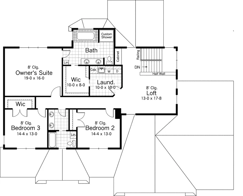 Shingle House Plan Second Floor - Proctor Creek Shingle Home 091D-0502 - Shop House Plans and More