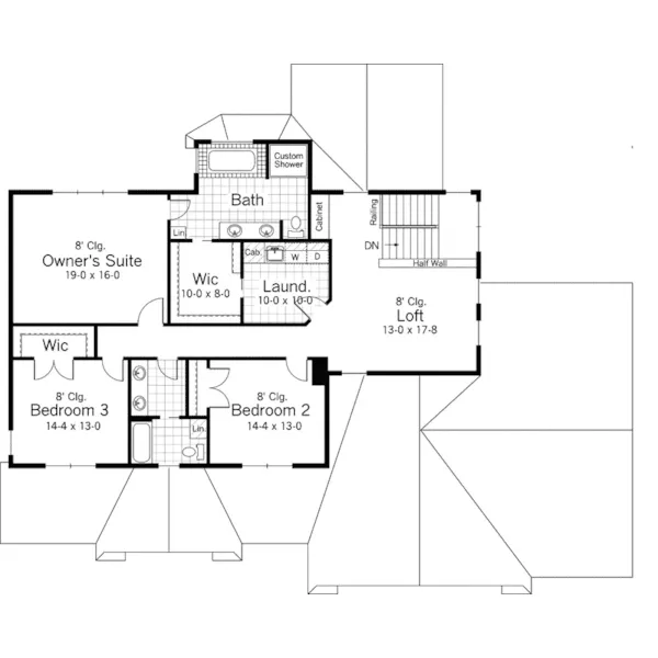 Arts & Crafts House Plan Second Floor - Proctor Creek Shingle Home 091D-0502 - Shop House Plans and More