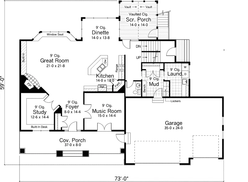 Tudor House Plan First Floor - Caulfield Crest Tudor Home 091D-0503 - Search House Plans and More