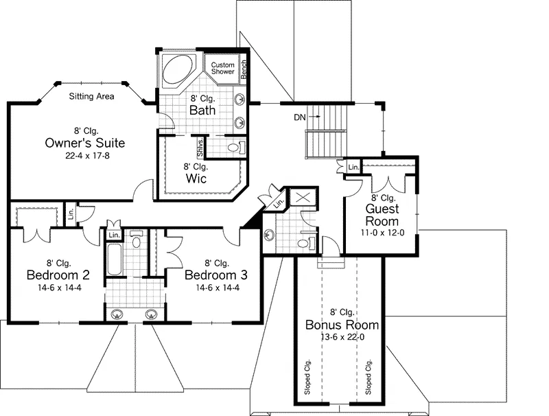 Tudor House Plan Second Floor - Caulfield Crest Tudor Home 091D-0503 - Search House Plans and More