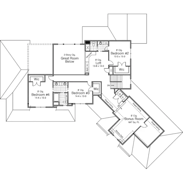 Arts & Crafts House Plan Second Floor - Vandover Place European Home 091D-0505 - Shop House Plans and More