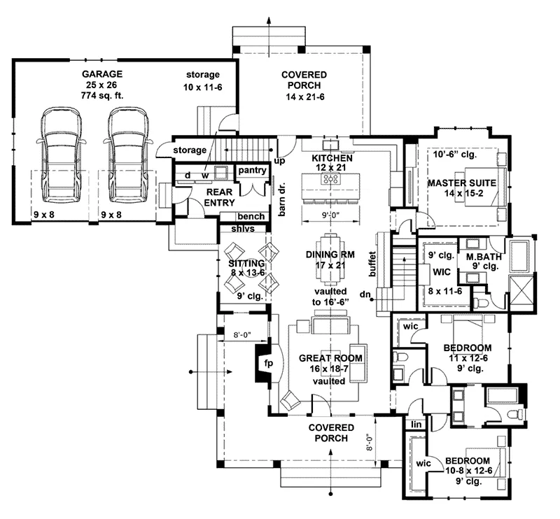Cabin & Cottage House Plan First Floor - Canoe Cove Modern Farmhouse 091D-0506 - Search House Plans and More