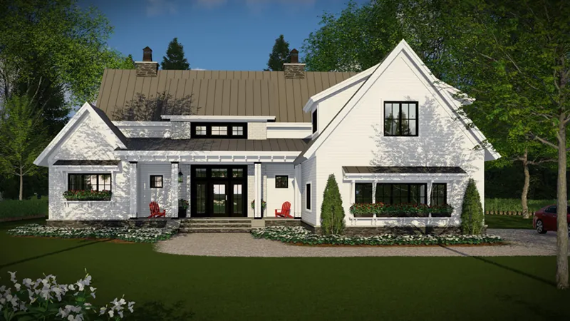Modern Farmhouse Plan Front of Home - 091D-0508 - Shop House Plans and More