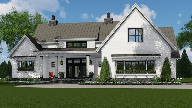 Lake House Plan Front of Home - Swan Creek Modern Farmhouse 091D-0510 - Shop House Plans and More