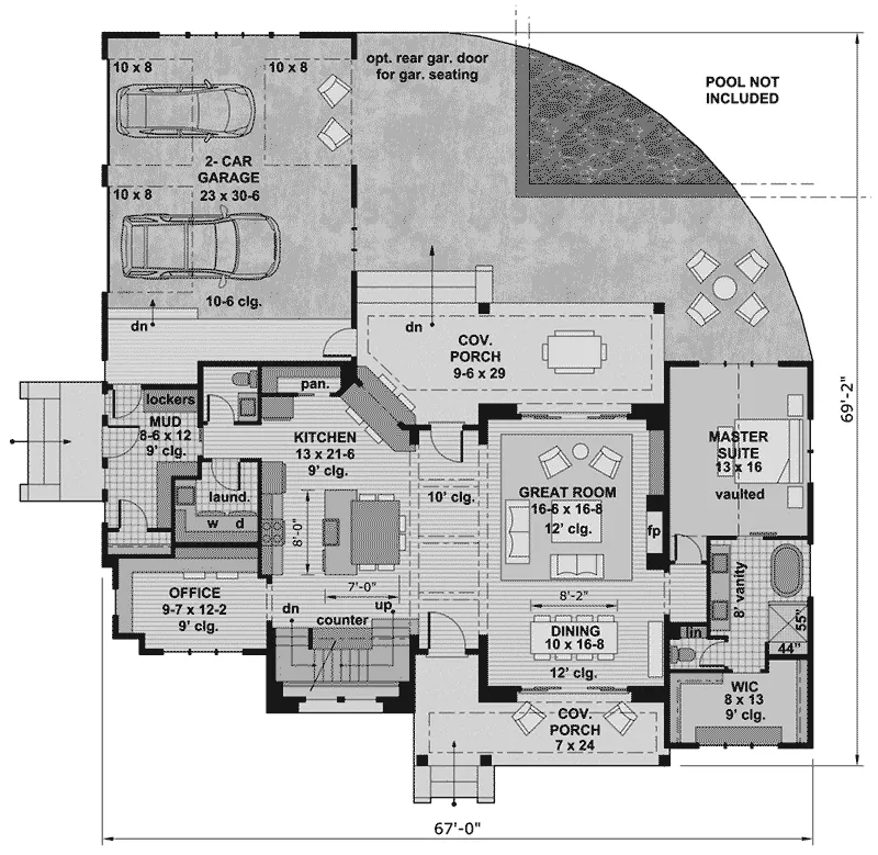Prairie House Plan First Floor - 091D-0515 - Shop House Plans and More