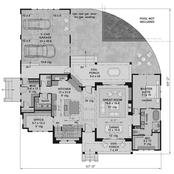 Sunbelt House Plan First Floor - Beacon Bay Modern Farmhouse 091D-0515 - Shop House Plans and More