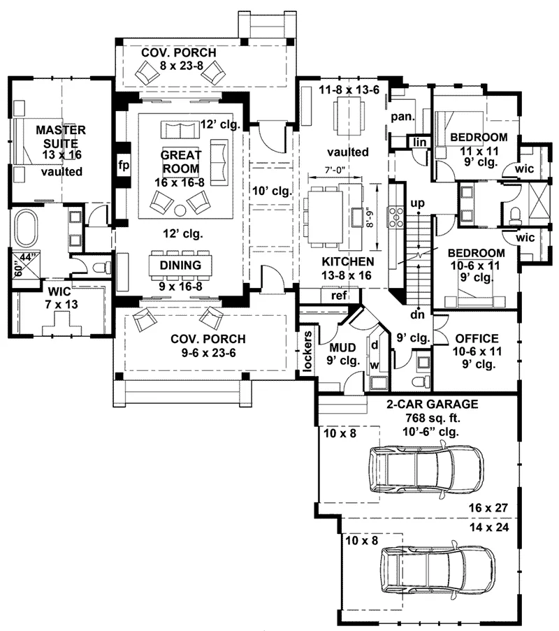 Cabin & Cottage House Plan First Floor - Ellis Hill Modern Farmhouse 091D-0517 - Search House Plans and More