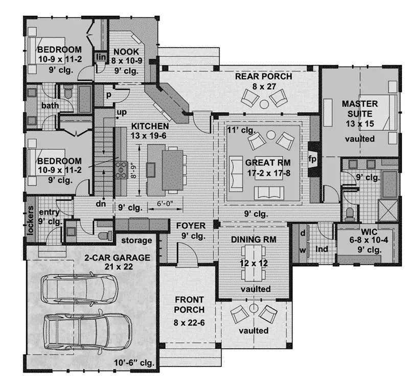 Arts & Crafts House Plan First Floor - 091D-0522 - Shop House Plans and More