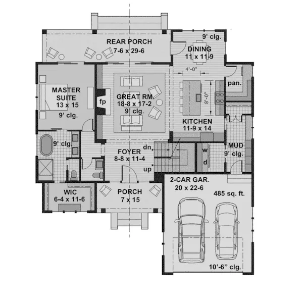 Florida House Plan First Floor - Rivertide Modern Farmhouse 091D-0525 - Shop House Plans and More