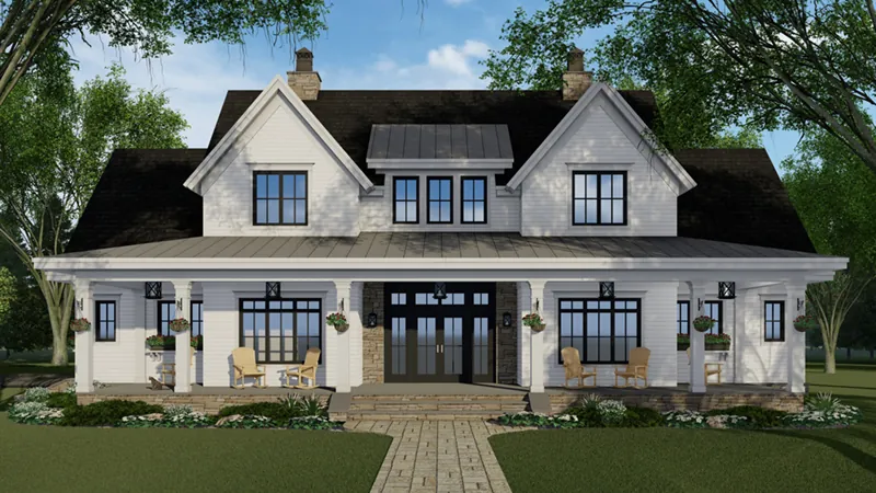 Modern House Plan Front of Home - Southern Comfort Farmhouse 091D-0528 - Shop House Plans and More
