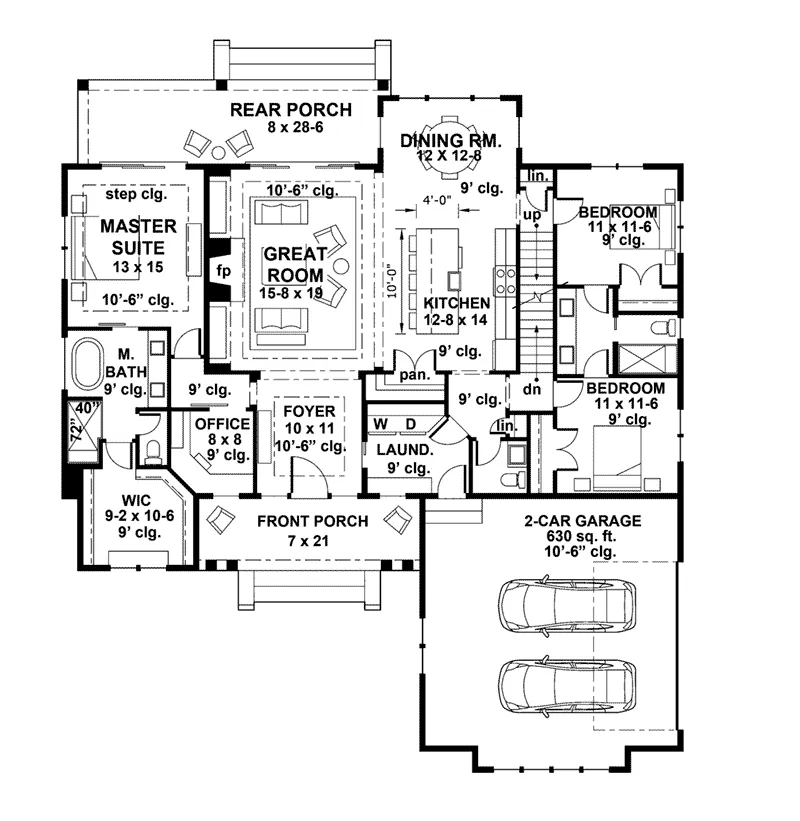 Farmhouse Plan First Floor - Kerston Hill Modern Farmhouse 091D-0530 - Search House Plans and More