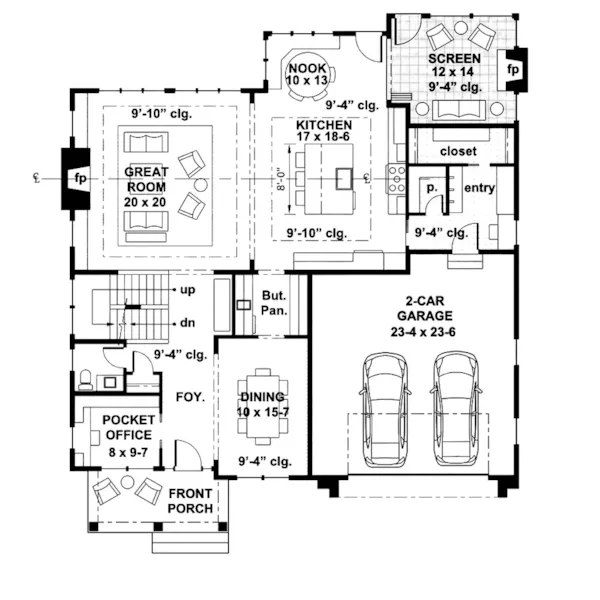 European House Plan First Floor - Ballard Lane Modern Farmhouse 091D-0535 - Shop House Plans and More