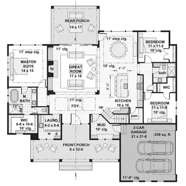 Modern House Plan First Floor - 091D-0539 | House Plans and More