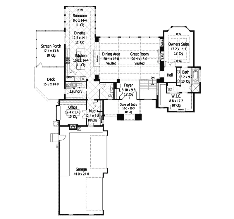 Contemporary House Plan First Floor - Shenandoah Heights Luxury Home 091S-0001 - Shop House Plans and More