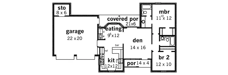 Ranch House Plan First Floor - Reighley Place Ranch Home 092D-0004 - Shop House Plans and More