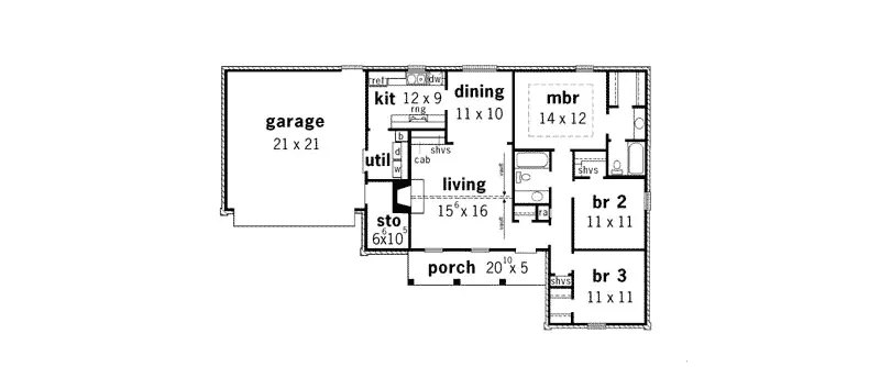 Ranch House Plan First Floor - Madsen Traditional Ranch Home 092D-0007 - Shop House Plans and More