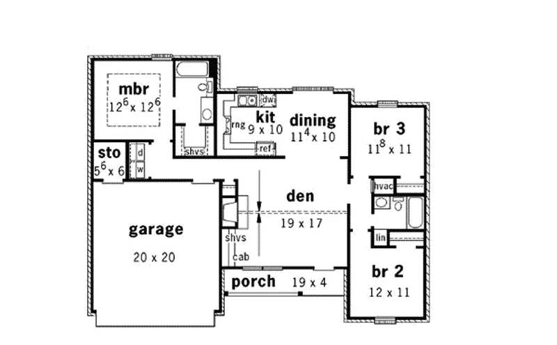 Ranch House Plan First Floor - Caresse Ranch Home 092D-0008 - Search House Plans and More