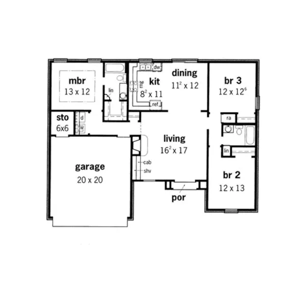 Ranch House Plan First Floor - Vanessa Hill European Home 092D-0010 - Shop House Plans and More