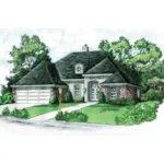 European Style Ranch Has Great Hip Roof Design And Stucco Around The Entry