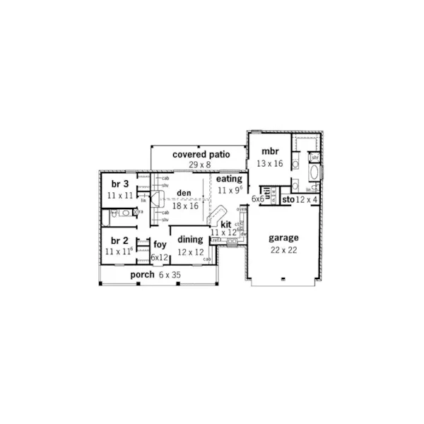 Traditional House Plan First Floor - Bunch Hollow Country Home 092D-0020 - Search House Plans and More