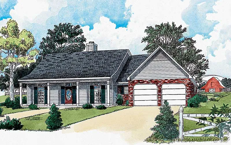 Traditional House Plan Front of Home - Bunch Hollow Country Home 092D-0020 - Search House Plans and More